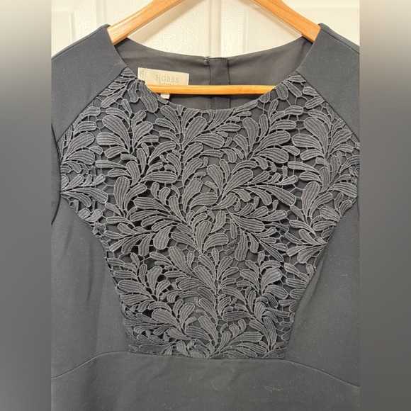 Hobbs London Black Dress With Lace Insert Sz 12 Office Business Party Holiday - Picture 3 of 9